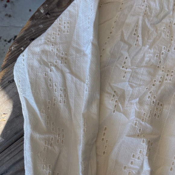 Prana Barlow White Cream Eyelet Bomber Jacket 100% Organic Cotton Size Large - Picture 4 of 7